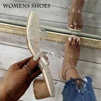 womens shoes new european and american square head transparent with thick high heeled women sandals and slippers heels women