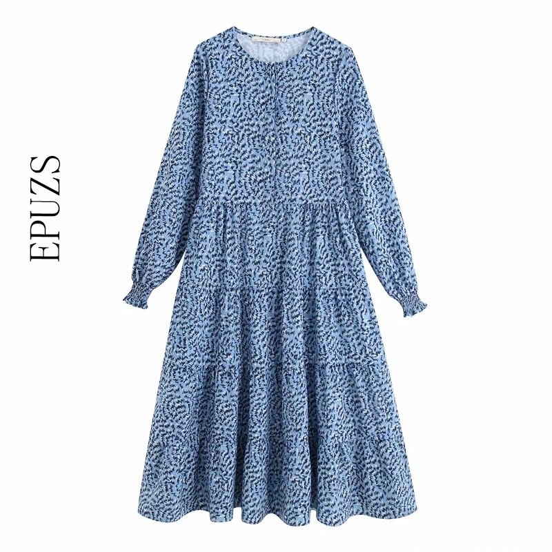 Осеннее Плиссированное длинное платье с длинными рукавами женская одежда в