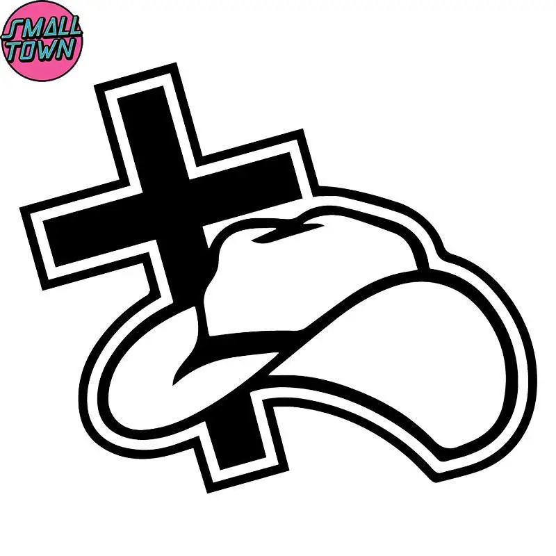 

Small Town 16.8X14CM Christian Cowboy Trunk Bumper Decoration Car Sticker Accessories C25-0726