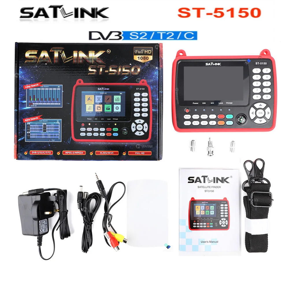 [Оригинальный] SATLINK Φ/T2/C COMBO HD Satellite Finder Meter H.265 HEVC ST-5150 QPSK 8PSK 16APSK 4 3 дюймов TFT ЖК-экран |