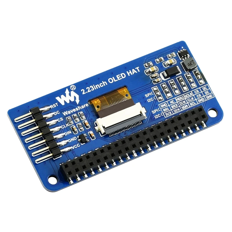 Waveshare 2 23 дюймов OLED дисплей шляпа 128x32 пикселей SPI/I2C интерфейс для Raspberry Pi 3B/4B/Zero