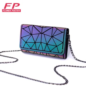 Светящиеся сумки через плечо для женщин, складной мессенджер на цепочке, Роскошный дизайнерский клатч с геометрическим узором, 2020
