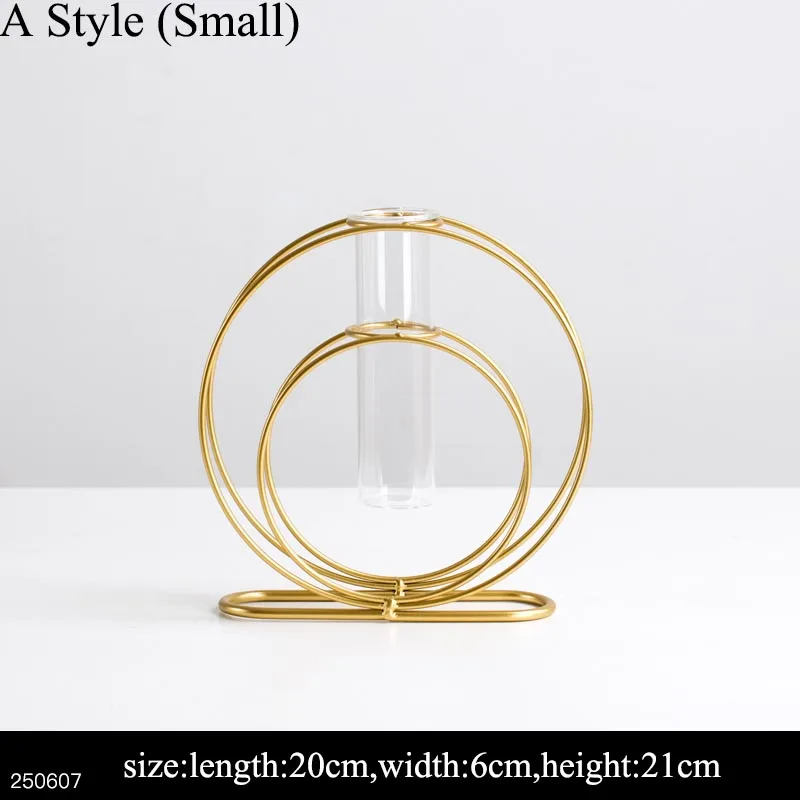 A Style (Small) Ins скандинавские золотистые железные художественные прозрачные стеклянные пробирки гидропоники цветочный горшок гостиная офисная ваза зеленые растения плантатор креативный - Цвет: A Style (Small)