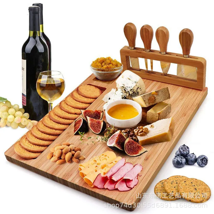 

European Cheese Board Set Solid Wood Sushi Plate With Knife Snack Fruit Sushi Wooden Chopping Board Kitchen Stuff