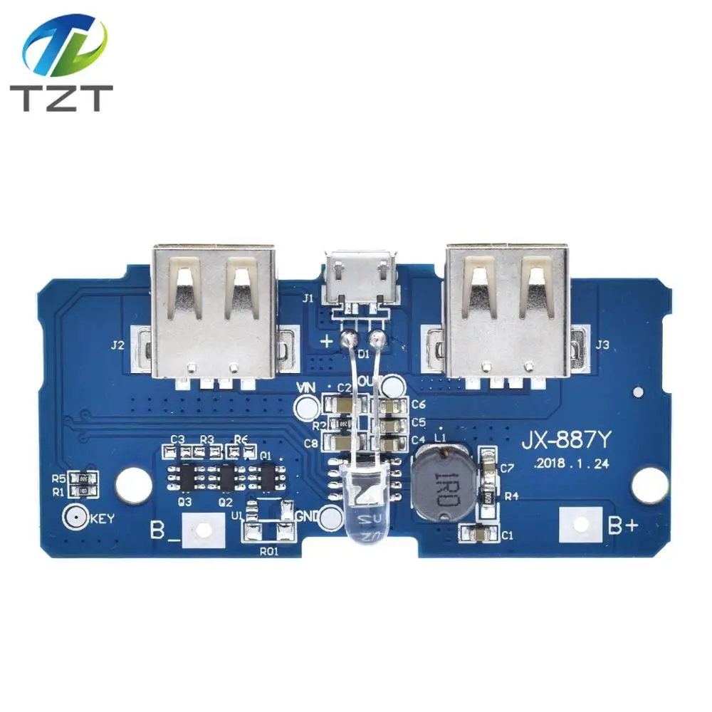 18650 Двойной Micro USB 3,7 V до 5V 2A повышающий Мобильный Внешний аккумулятор DIY 18650 литиевая батарея зарядное устройство печатная плата Повышающий Модуль со светодиодом