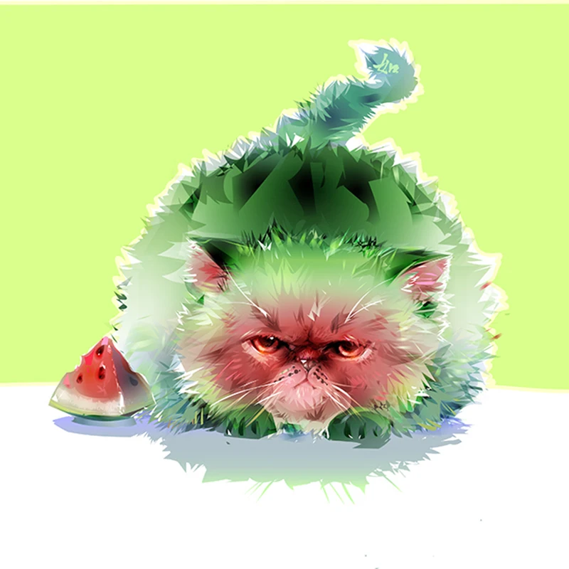 Алмазная 5D картина сделай сам на Рождество мультяшный арбуз кот полностью