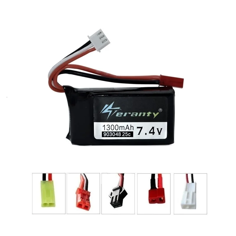 7,4 в 1300 мАч батарея LiPo для Wltoys V353 A949 A959 A969 A979 k929 7,4 В батарея дрона для радиоуправляемых автомобилей вертолетов лодки 2 шт./набор