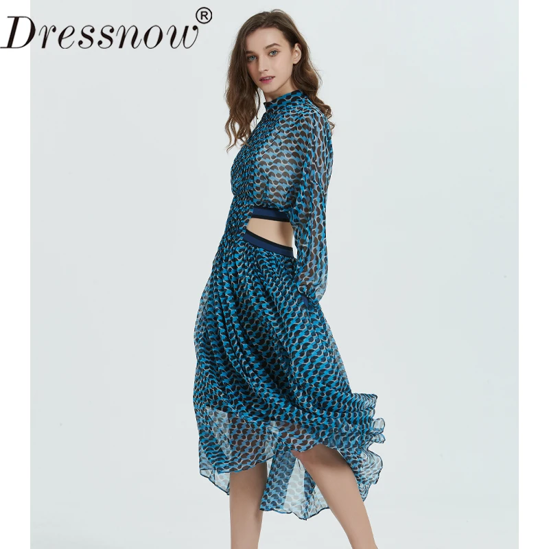Dressnow женское дизайнерское платье макси с рукавом 3/4 геометрическим принтом на