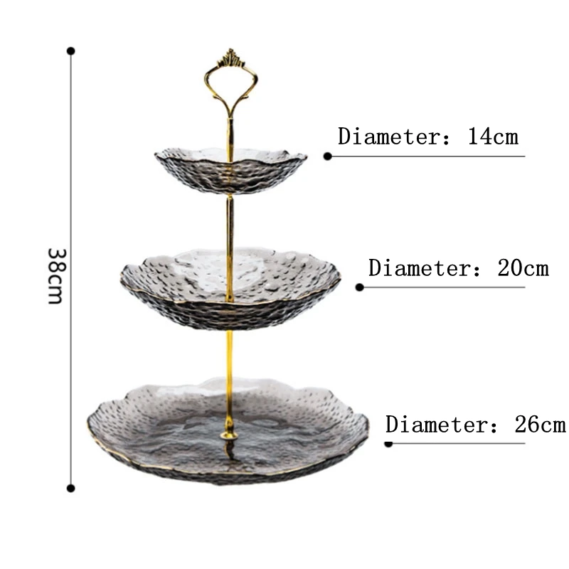 

Crystal Glass Three-Layer Cake Stand Rack For Afternoon Snack Home Wedding Party Supplies
