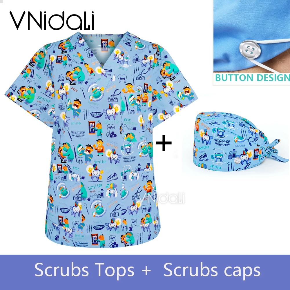 Women's Workwear Scrubs Shirt dentist scrub top Operating room surgical gown Uniform Scrubs tops V-Neck nurse Doctors clothes