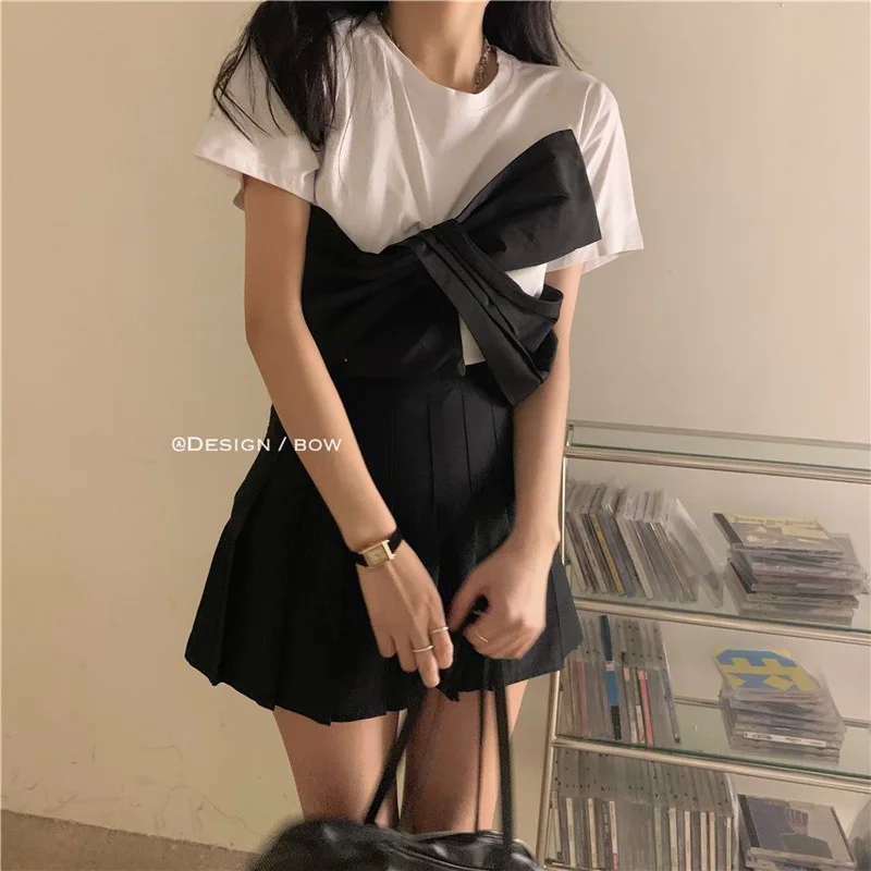 Реальный снимок 2021 летняя похудение сшивание бантом свободный|Женские платья| |