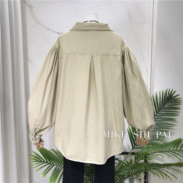 

2020 Autumn New Korean Solid Color Loose Denim Shirt Ins Women Simple Long-Sleeved Jeans Coat BF Wind Denim Tops