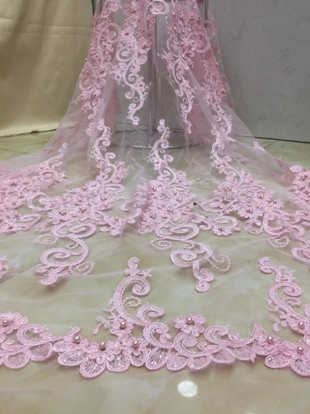 Французская кружевная ткань 2021 высококачественное кружево с бусинами новейшая