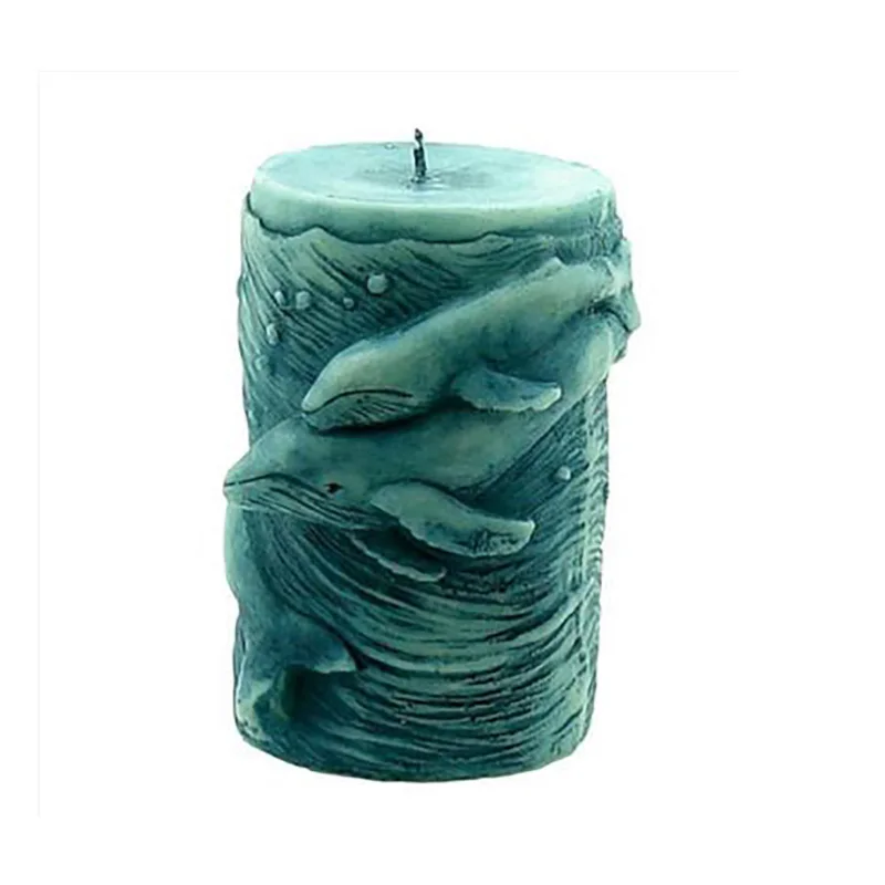 Molde de vela de delfín DIY de silicona, artesanía de vela hecha a mano, decoración de pasteles, molde 3D