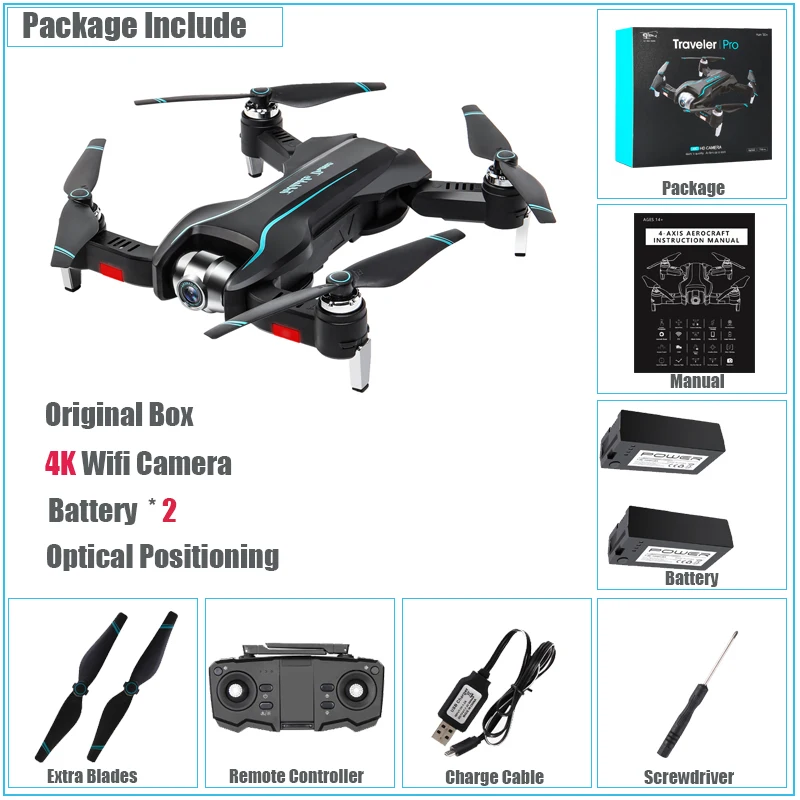 Color Box 4K 2BAT 50X зум-камера мини-Дрон с 4K HD Wifi FPV Квадрокоптер оптический поток позиционирования игрушки вертолет складной Дрон двойная камера - Цвет: Color Box 4K 2BAT