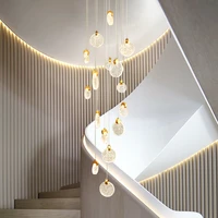 crystal pendant lighting stair hanging lamp pendant light led gold pendant lamp postmodern rotating stair pendant light 110 265v