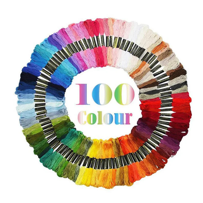 Нить для вышивки крестом хлопковое шитье моток пряжи разные цвета 100/50 шт.|Швейные