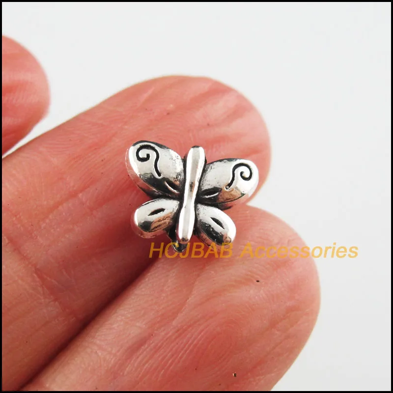 

35 New Butterfly Charms Tibetan Silver Color Animal Spacer Beads 8x10.5mm
