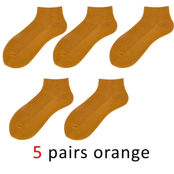 VERIDICAL 5 pairs/lot ankle socks woman solid loose crew Boat Socks harajuku socks cotton Good Quality calcetines mujer 10 color - Цвет: orange