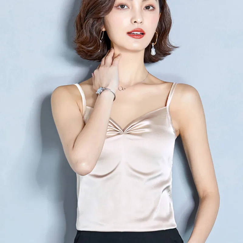 Корейские модные шелковые женские топы летние атласные блузки топа размера плюс