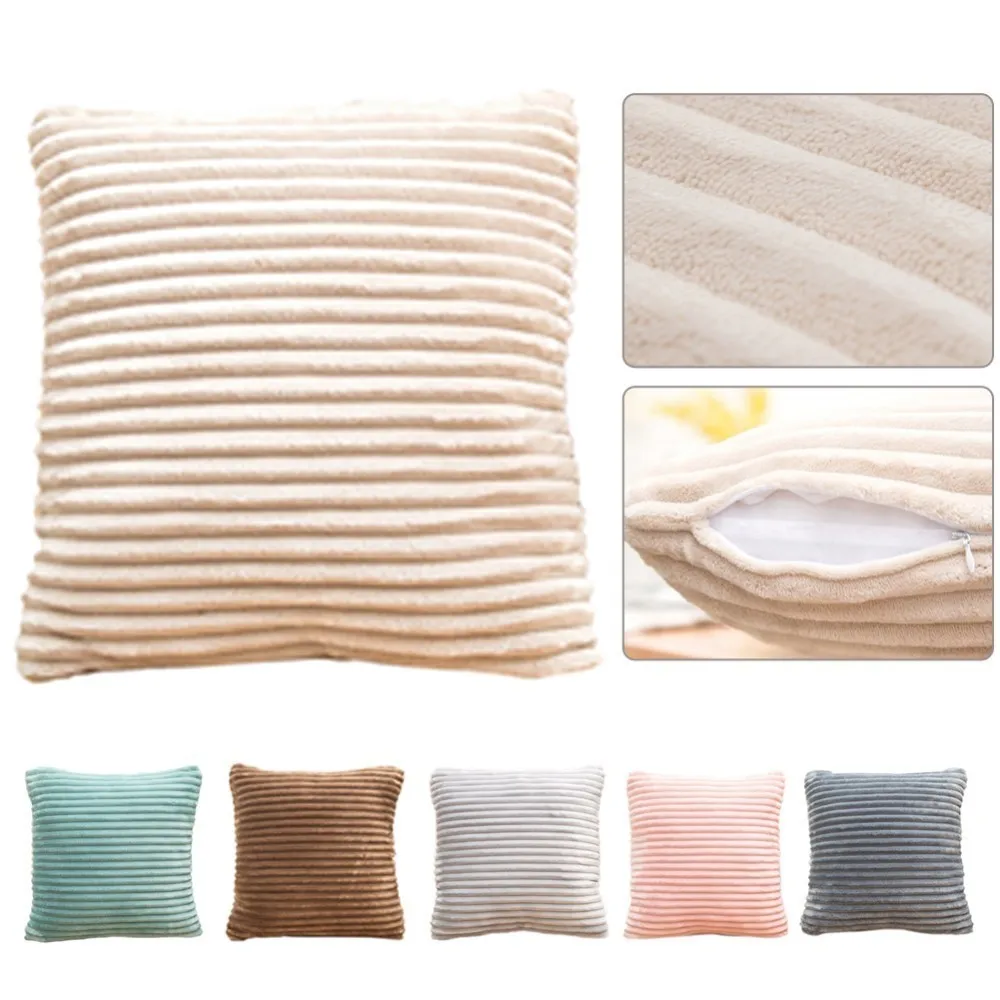 Фланелевый прямоугольный квадратный чехол в полоску однотонный чехол-подушка