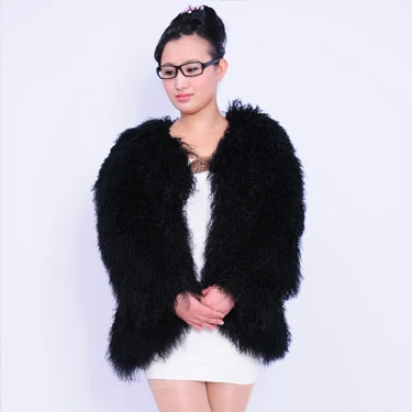 

Women New Genuine Mongolia coat full pelt Sheep Jacket Fur Waistcoats make Big Size Free Shipping F51