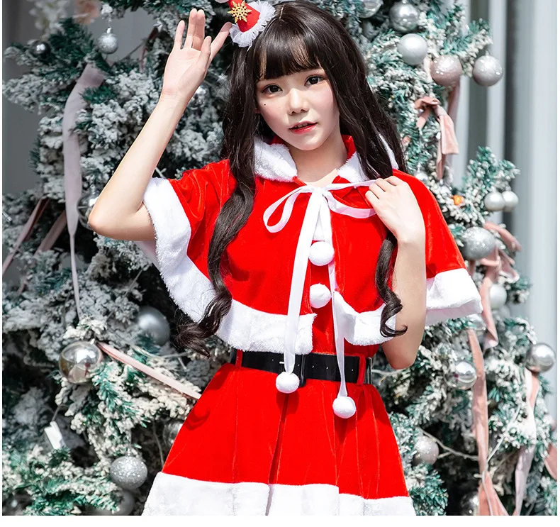 2019 Рождество костюм шаль платье-плащ наборы для женщин красный бархат Милая