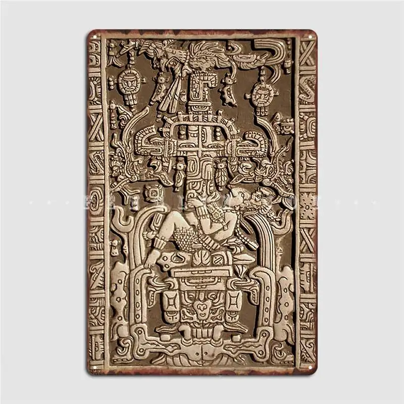 

Старинный астронавт. Крышка Pakal Maya Sarcophagus. Металлический знак настенный паб настенные таблички печать жестяной знак плакат