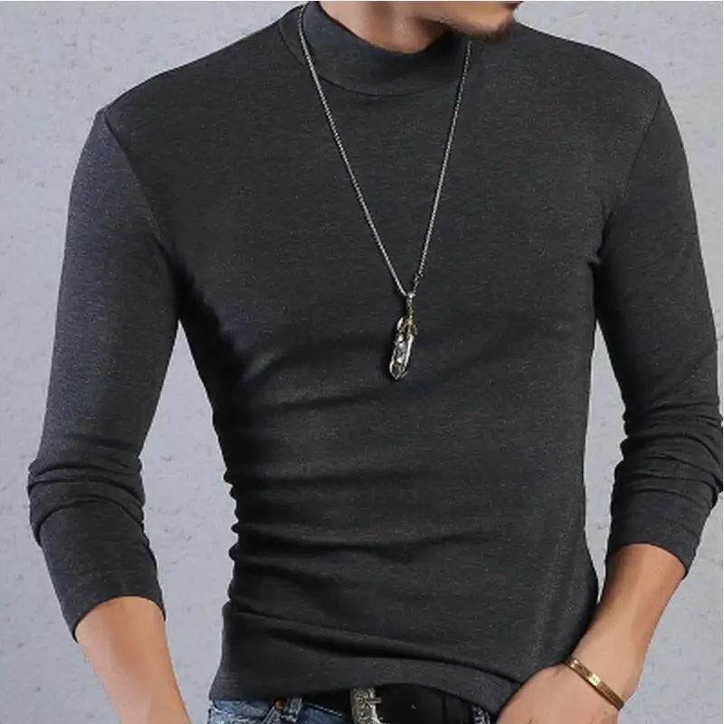 Мужская футболка футболки с длинным рукавом Термофутболка высоким воротником