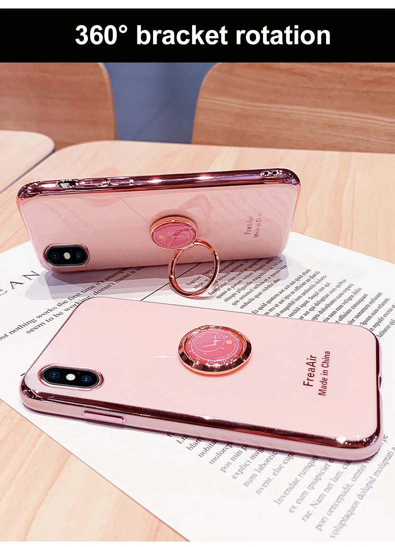 Женское розовое металлическое кольцо держатель мобильного телефона Магнитный