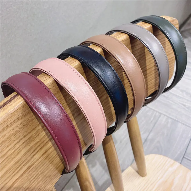 Ободок для волос женский из искусственной кожи тонкий модный простой винтажный