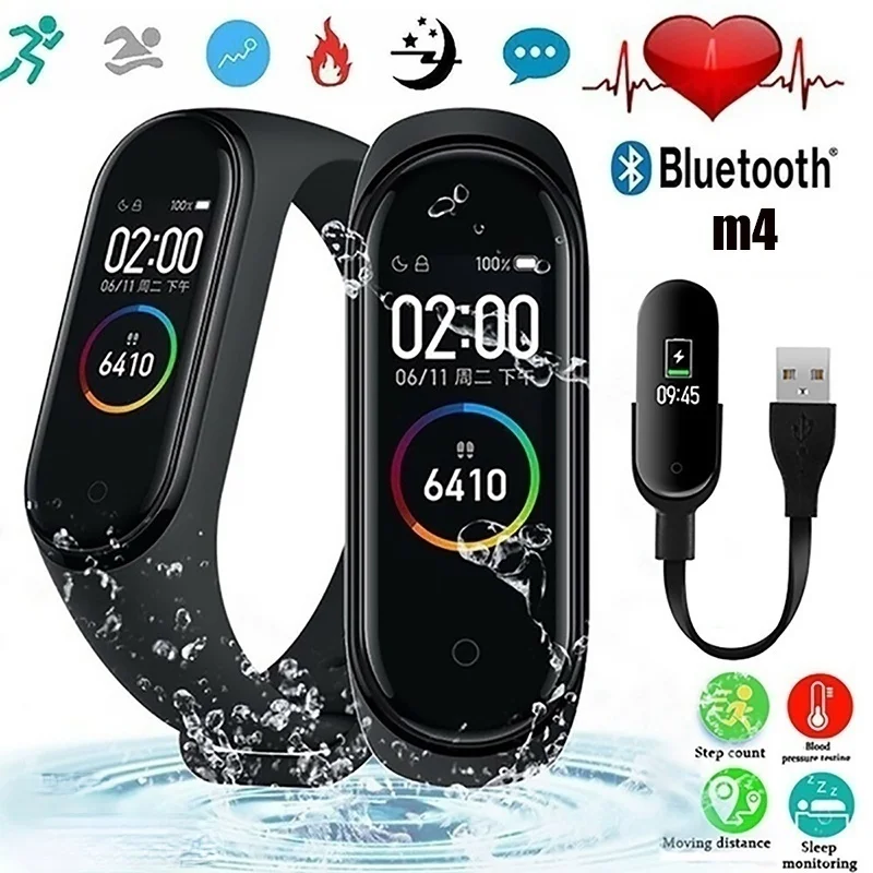 

The Mens' Watches M4 Smart Watch Bracelet Call Message Reminder Heart Rate Blood Pressure Monitor Pedometer for Android and IOS