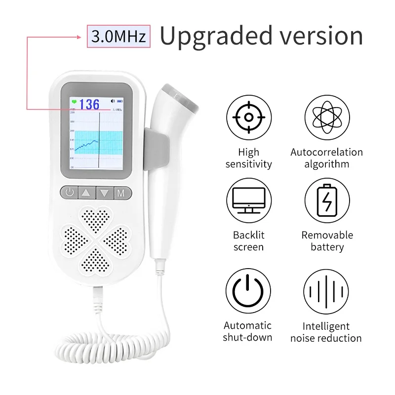 Ультразвуковой портативный фетальный допплер 3 0 МГц с ЖК-монитором сердечного