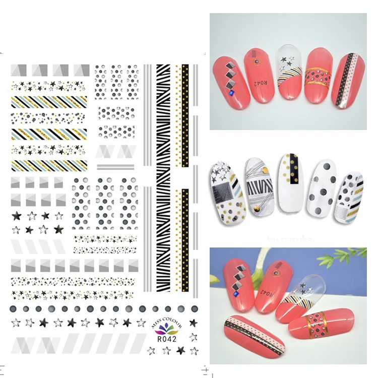 

3D наклейки для ногтей самоклеющийся дизайн линии заниженным шаговым швом для девочек ногтей декоративные наклейки Фольга Обёрточная бумаг...