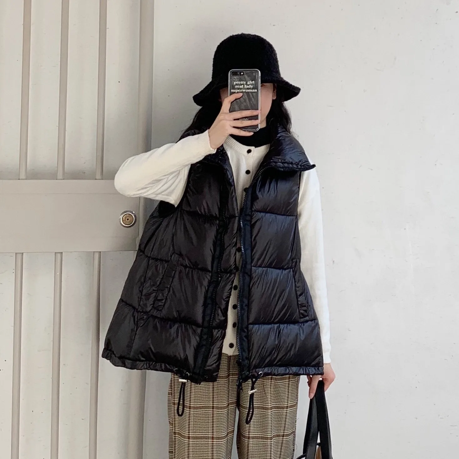 Женская зимняя безрукавка Свободная Повседневная Дамская куртка асимметричная