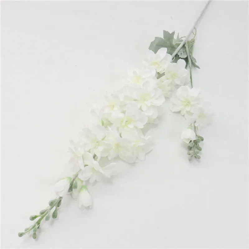 Белый 87 см фиолетовый delphinium DIY букет орхидей Шелковый гиацинт Континентальный Искусственные цветы Свадебные, домашние, вечерние, рождественские украшения - Цвет: Белый