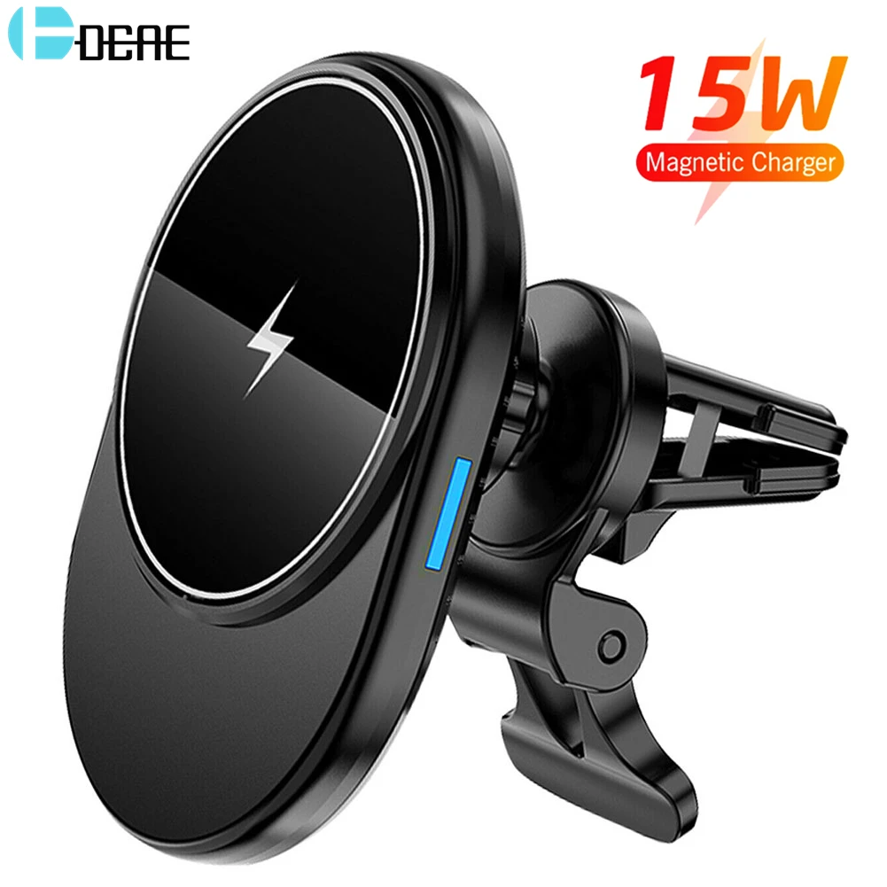 15w magnetic wireless car charger mount stand for iphone 13 12 pro max mini automatic magnet air vent fast charging phone holder free global shipping