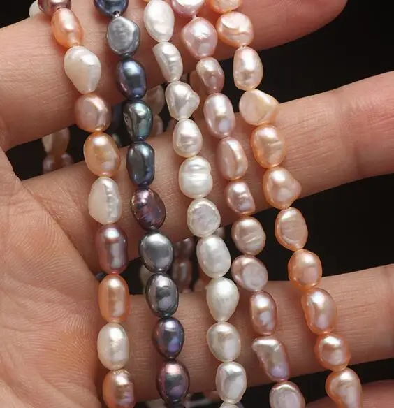 

Jewellery 8-9mm white freshwater pearl Natural Baroque shaped 14.5" beads