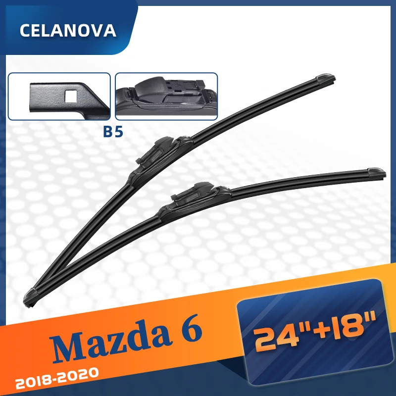 

CELANOVA Windshield Wiper Blade For Mazda 6 2018-2020 24"+18" Frameless Windscreen Rubber wipers