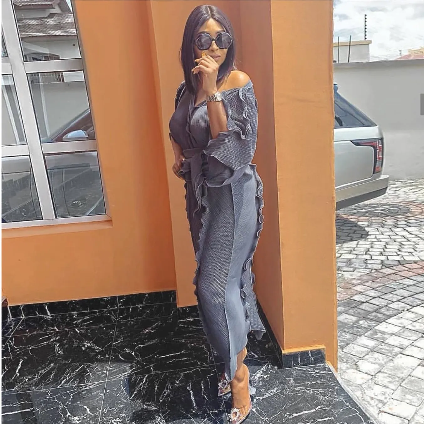 Женское длинное платье в стиле бохо на шнуровке элегантное Однотонное Платье