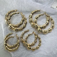 amorcome hiphop big bamboo circle hoop earrings for women oversized large bamboo joint earrings nightclubs 2020 jewelry brincos