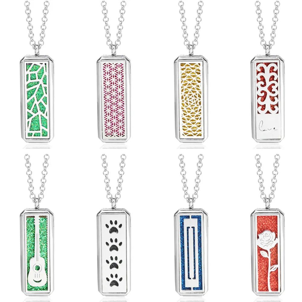 Ожерелье для ароматерапии квадратное из нержавеющей стали|Ожерелья с подвеской|