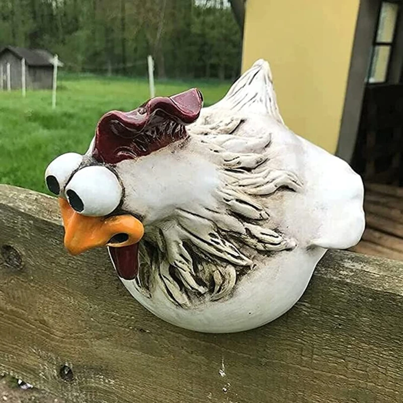 

Funny Big-Eyes Hen Sculpture Resin Crafts Chicken Sculpture Ornament Fence Statue Outdoor Garden Decoration