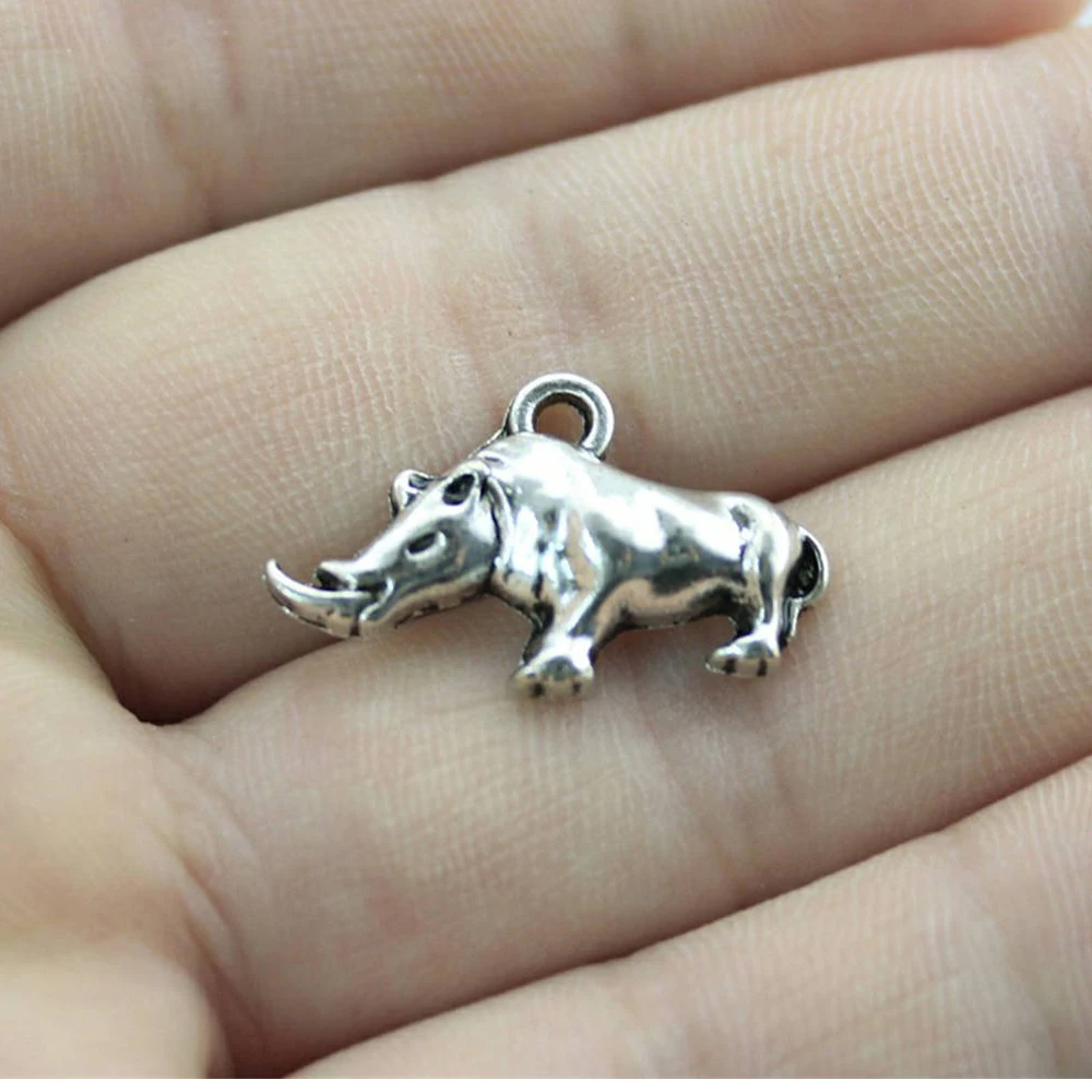 

10pcs 24x14mm Rhinoceros Charm Pendants For Jewelry Making Animal Rhinoceros Pendants Charm Rhinoceros