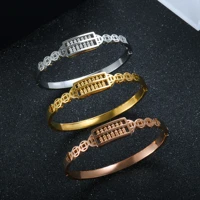 vintage hollow mens women chinese abacus bangles stainless steel gold plated beads can be sliding bracelets jewelry gifts