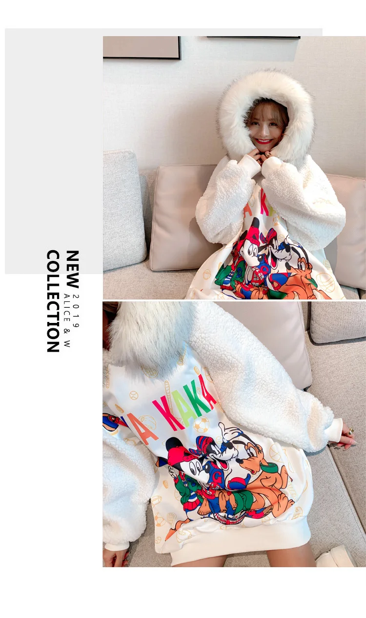 Winter lambswool dresses fashion fur collar women velvet hooded dresses
