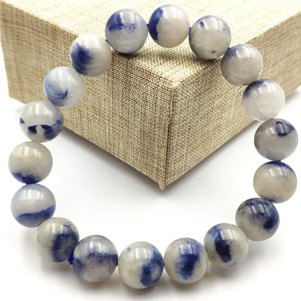 12 мм натуральный синий кварцовый рутилированный кристаллический Круглый бисер