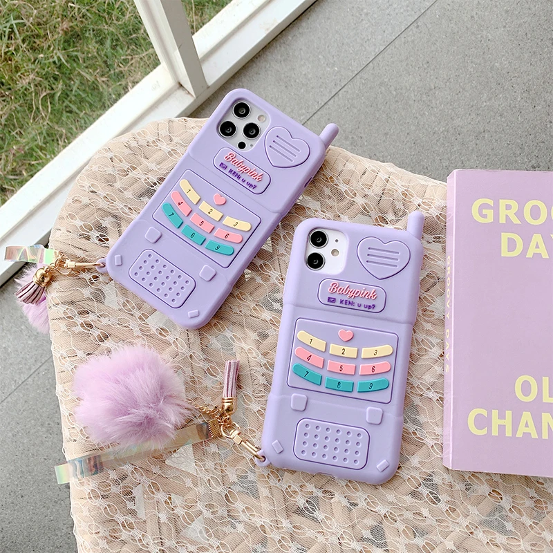 Cute Love Heart Kid Girl Gift Purple Phone Case For Iphone 13 12 11 Pro Xs Max Mini Xr 6s 7 8 Plus Se Soft Silicone Back Cover Phone Case Covers Aliexpress