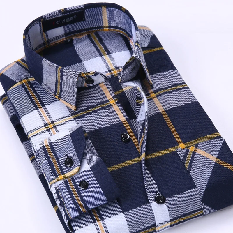 Men Flannel Plaid Shirt 100% Cotton 2019 Spring Autumn Casual Long Sleeve Soft Comfort Slim Fit Styles Brand Man Plus Size | Мужская