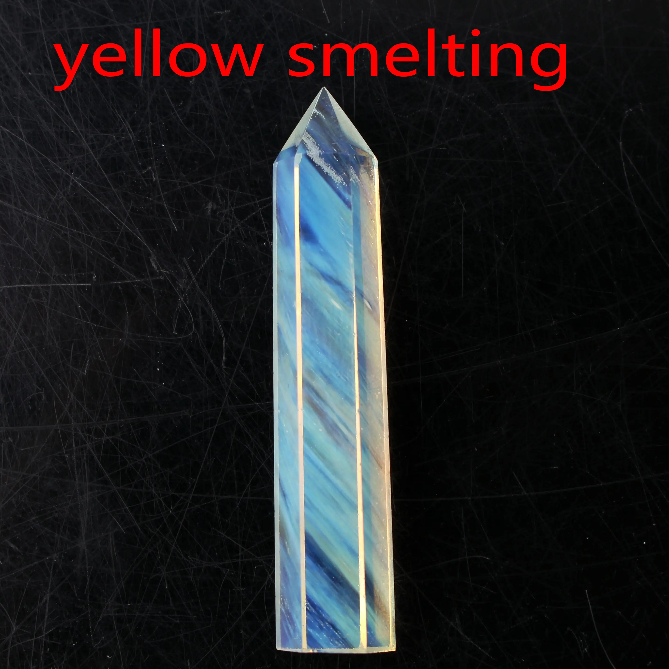 yellow smelting Кристалл обелиск точка палочка ювелирные изделия Красочные Флюорит розовый кварц исцеление чакры в рейки декоративная статуэтка Фигурное ожерелье подарок - Цвет: yellow smelting
